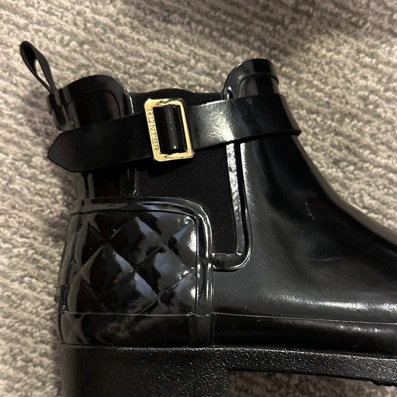 Hunter Black Glossy Ankle Boots - Picture 2 of 4